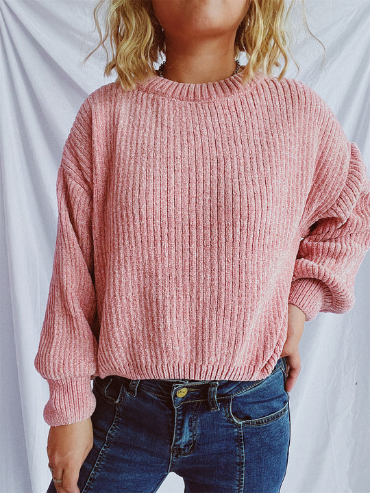 Damen Grobstrickpullover mit weitem Schnitt und strukturiertem Design EB
