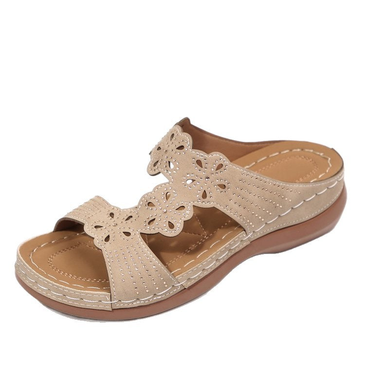Damen Komfortable Zehentrenner-Sandaletten mit floralem Design EB