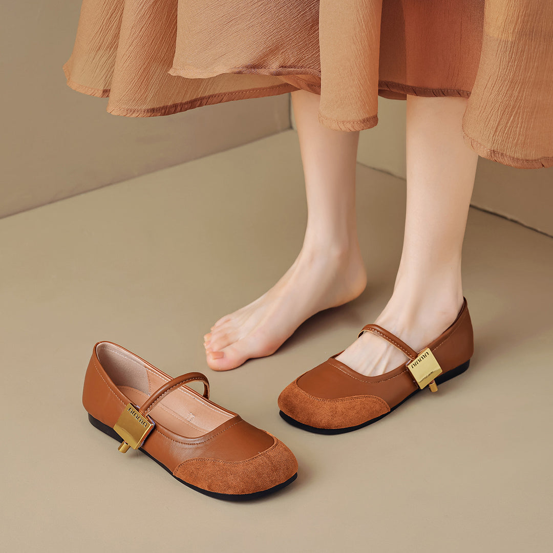 Damen Ballerinas mit verstellbarem Riemchen und modischem Akzent EB