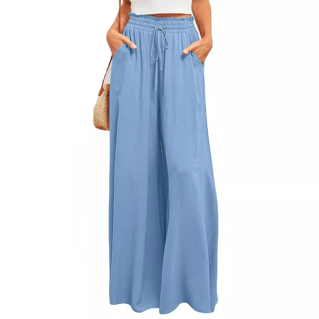 Damen Weite Palazzo-Hose mit elastischem Bund und praktischen Taschen EB