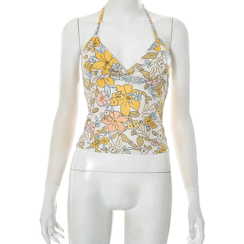 Damen Blumenmuster Oberteil mit verstellbaren Trägern EB