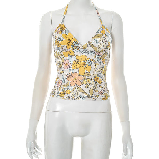 Damen Blumenmuster Oberteil mit verstellbaren Trägern EB