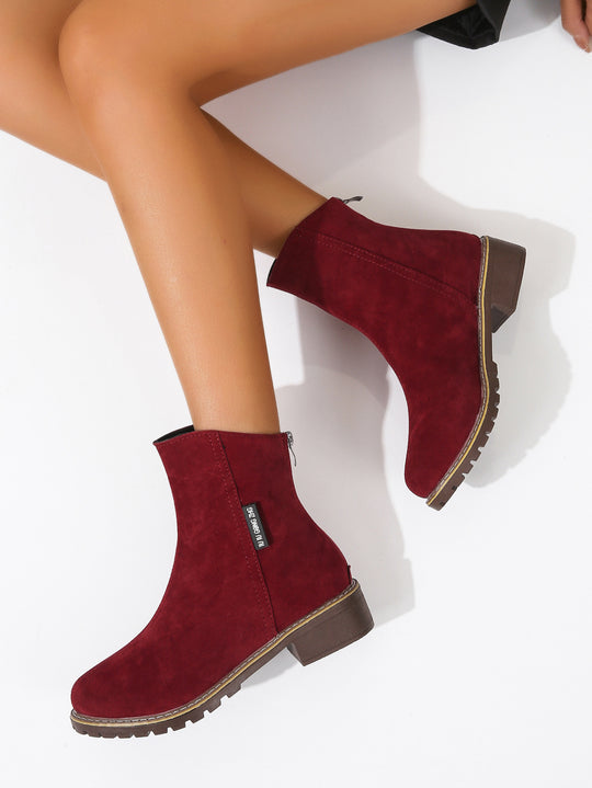 Damen Modische Ankle Boots aus Wildleder mit Reißverschluss EB