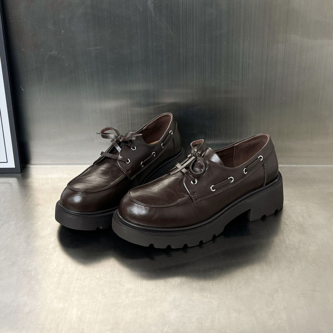 Damen elegante Plateau Schnürschuhe mit stabiler Sohle und modischem Design EB