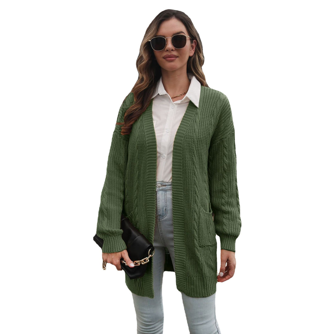 Damen Großer Strickcardigan mit Zopfmuster EB