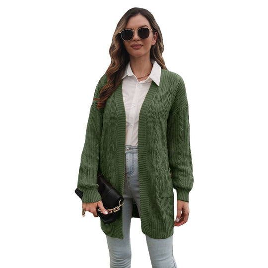 Damen Großer Strickcardigan mit Zopfmuster EB