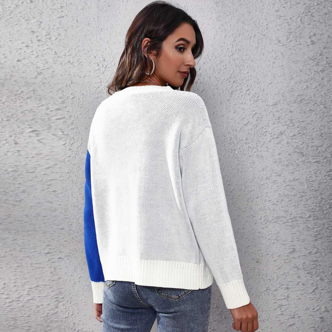 Damen Modischer Strickpullover mit floralem Muster und lässigem Schnitt EB