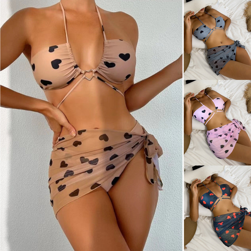 Damen Bandeau Bikini-Set mit verspieltem Herzdesign EB