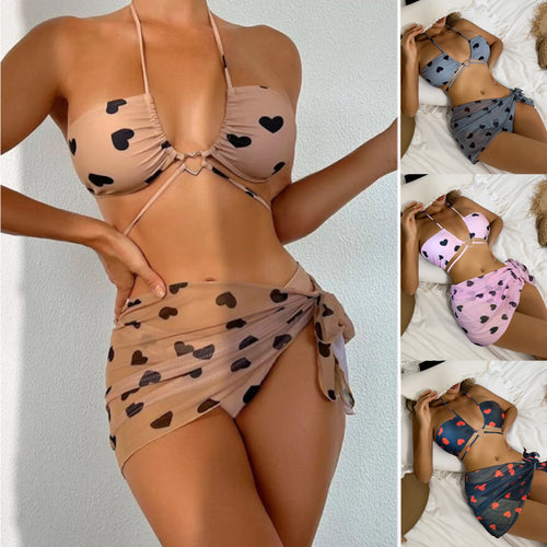 Damen Bandeau Bikini-Set mit verspieltem Herzdesign EB