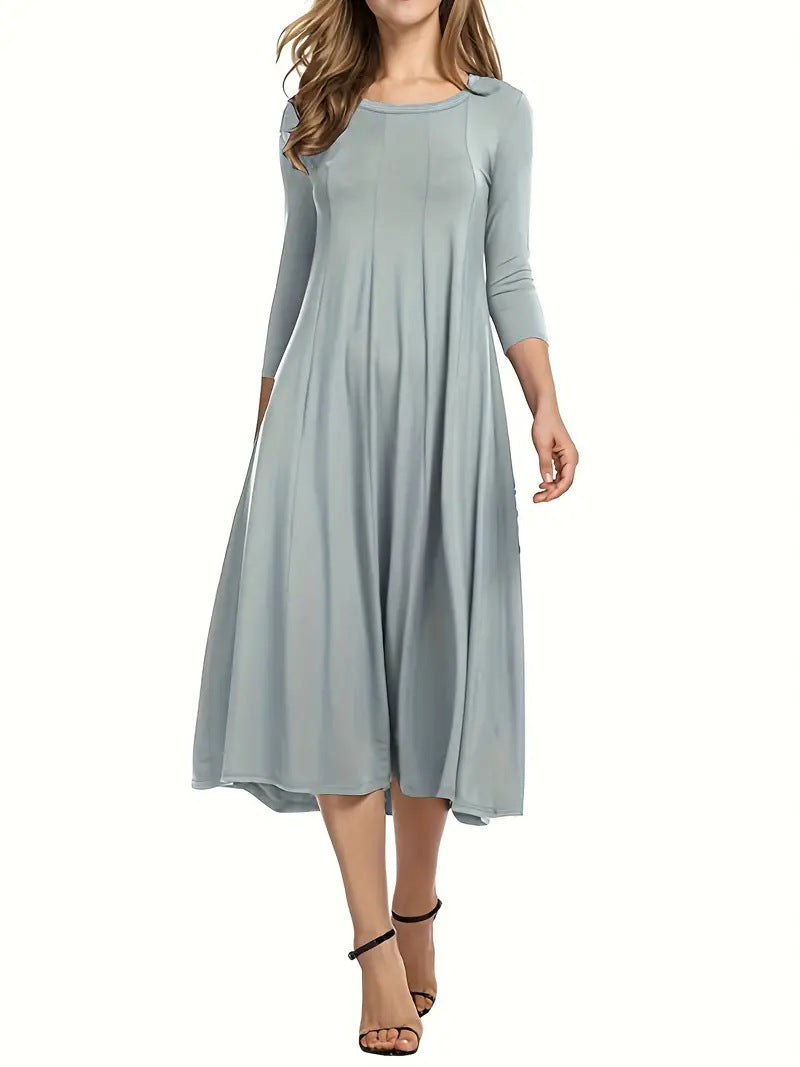 Damen Midi-Kleid mit schmeichelndem Schnitt und 3/4-Ärmeln EB