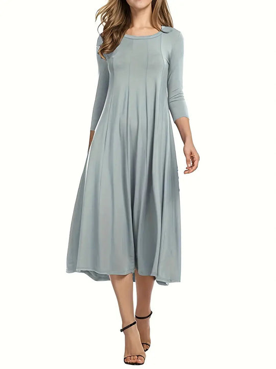 Damen Midi-Kleid mit schmeichelndem Schnitt und 3/4-Ärmeln EB