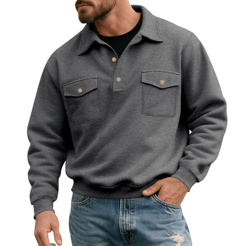 Herren lässiger Pullover mit praktischen Pattentaschen EB
