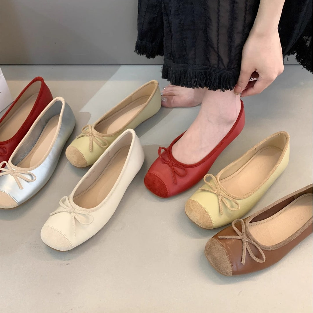 Damen Ballerina-Schuhe mit verstellbarem Schleifen-Detail EB