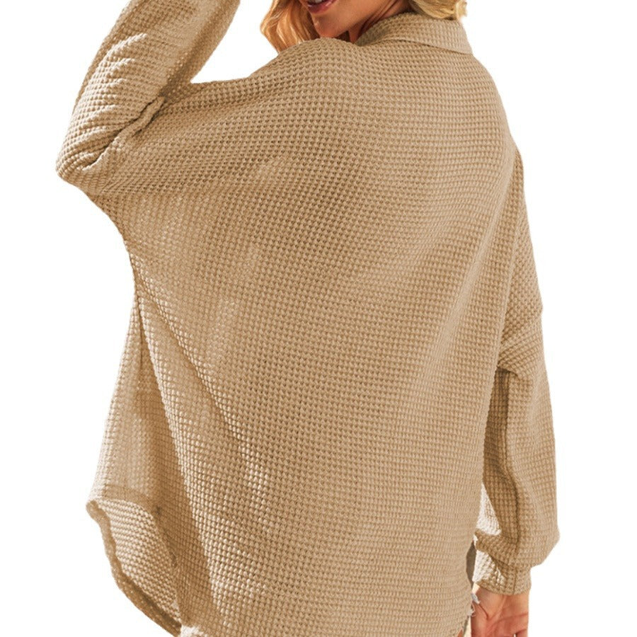 Damen Lässige Oversize-Hemdjacke mit Knopfleiste und Brusttasche EB