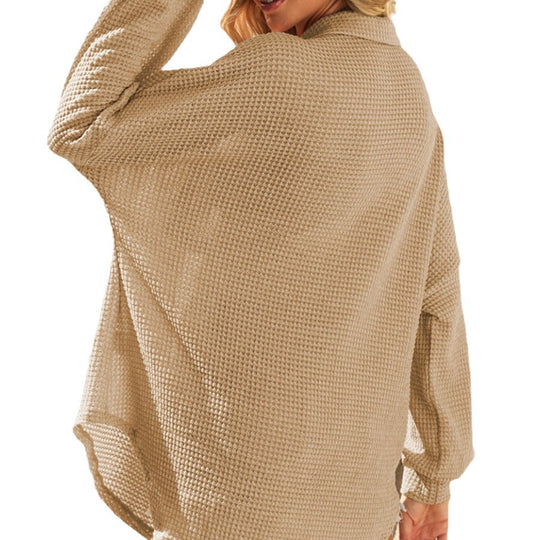 Damen Lässige Oversize-Hemdjacke mit Knopfleiste und Brusttasche EB