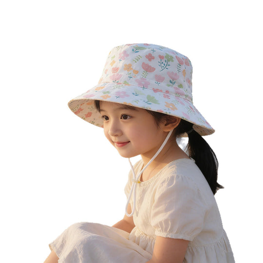 Unisex nan Kinder-Sonnenhut mit hohem UV-Schutz verstellbarem Kinnband und atmungsaktiver Baumwollqualität  EB