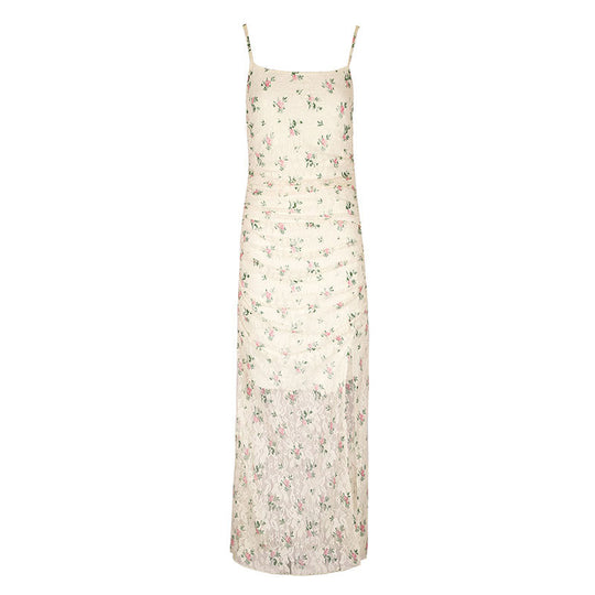 Damen Maxikleid mit raffiniertem Spitzenbesatz und floralem Design EB