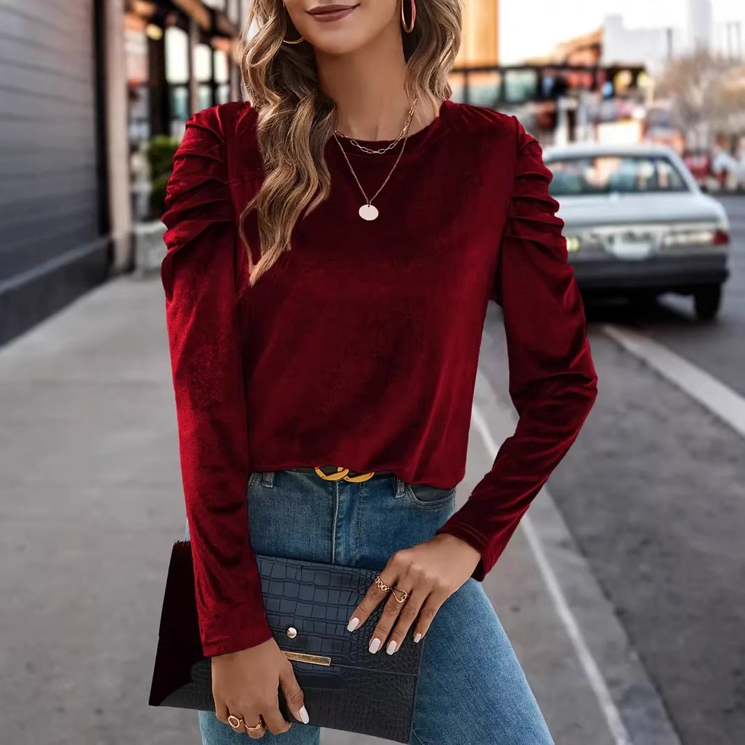 Damen Elegantes Langarmshirt mit Raffungen EB