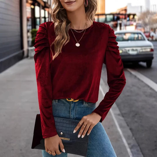 Damen Elegantes Langarmshirt mit Raffungen EB