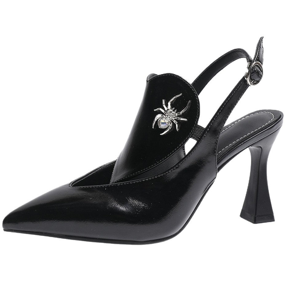 Damen Slingback High-Heels mit elegantem Spinnen-Design und modischem Applikations-Detail EB