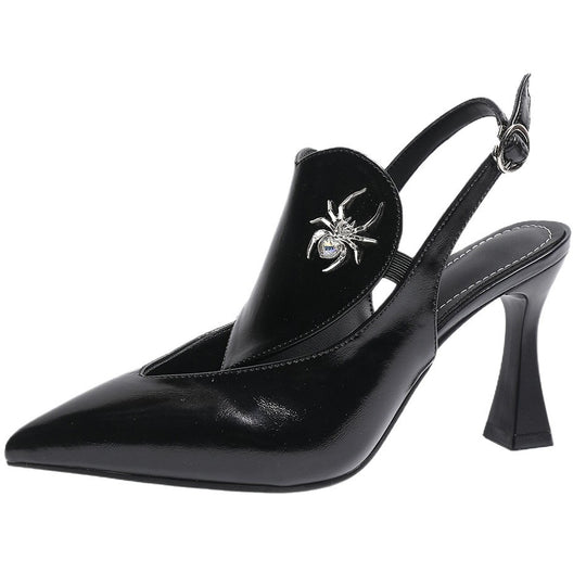Damen Slingback High-Heels mit elegantem Spinnen-Design und modischem Applikations-Detail EB