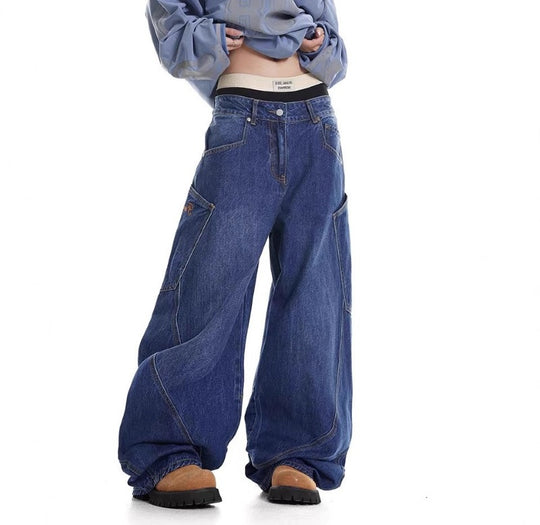 Damen Baggy-Jeans mit weitem Schnitt und praktischen Cargotaschen EB