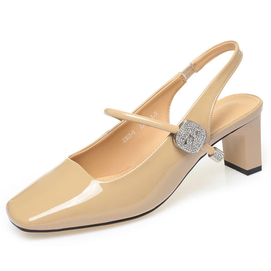 Damen Slingpumps mit modischem Strassakzent und bequemem Blockabsatz EB