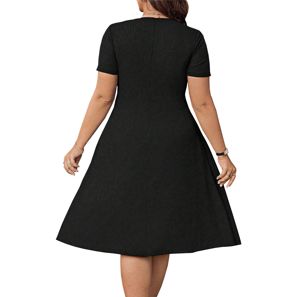 Damen elegant geschnittenes A-Linien Kleid mit geschmackvollem Quadrat-Ausschnitt und voluminösen Ärmeln EB