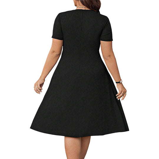Damen elegant geschnittenes A-Linien Kleid mit geschmackvollem Quadrat-Ausschnitt und voluminösen Ärmeln EB