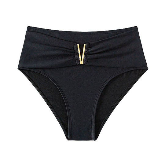 Damen Hochtaillierte Bikinihose mit elegantem Gold-Element EB