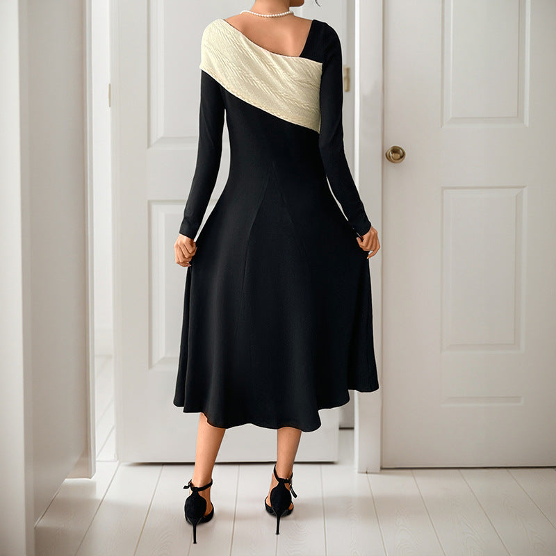 Damen Asymmetrisches Midikleid mit One-Shoulder-Strickdetail und figurbetontem Fall EB