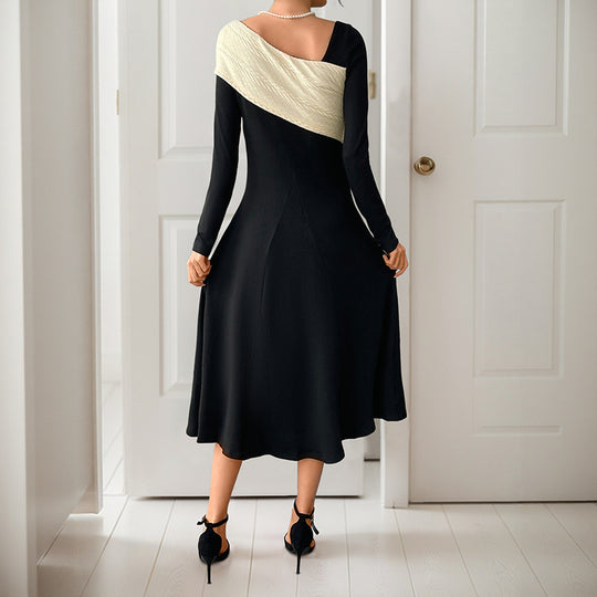 Damen Asymmetrisches Midikleid mit One-Shoulder-Strickdetail und figurbetontem Fall EB