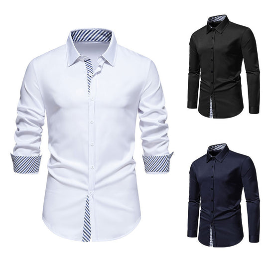 Herren Langarmhemd mit modernem Kontrastdesign EB