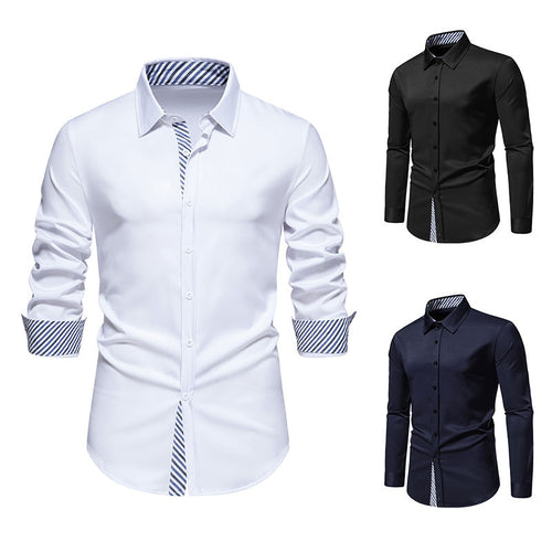 Herren Langarmhemd mit modernem Kontrastdesign EB