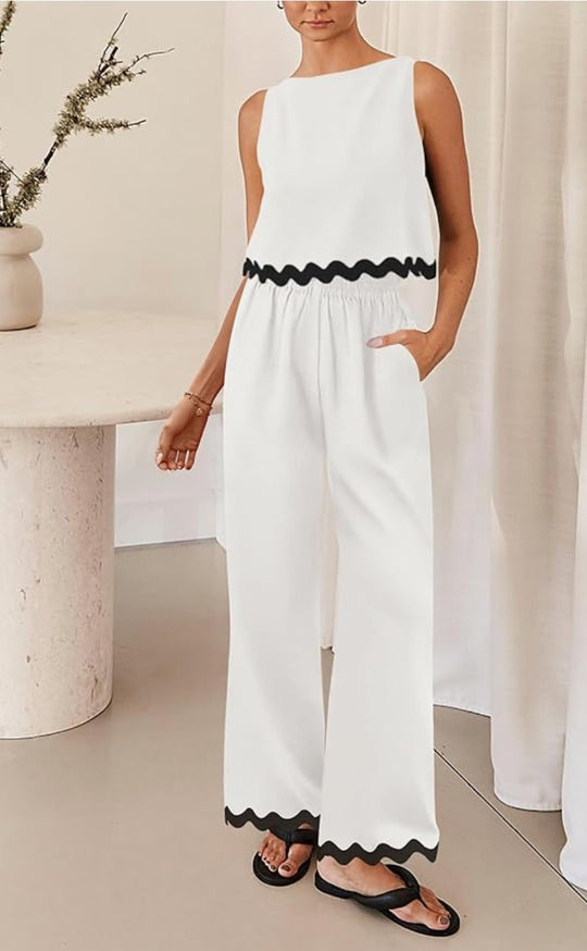 Damen elegantes Lounge-Set mit weitem Schnitt und dekorativen Wellenabschlüssen EB