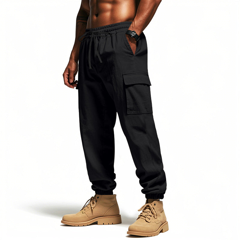 Herren Utility-Cargo-Jogger mit elastischem Bund, Kordelzug und großem Seitentaschen‑Panel EB