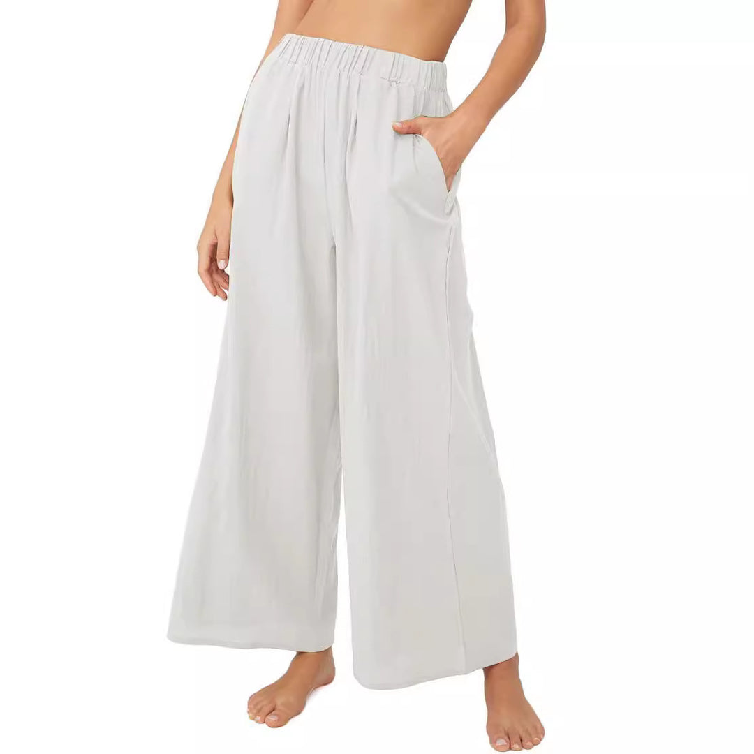 Damen Weit geschnittene Sommerhose mit elastischem Bund und praktischen Seitentaschen EB