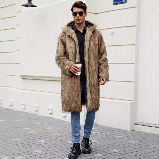 Herren Elegant gefütterter Mantel mit Kapuze EB