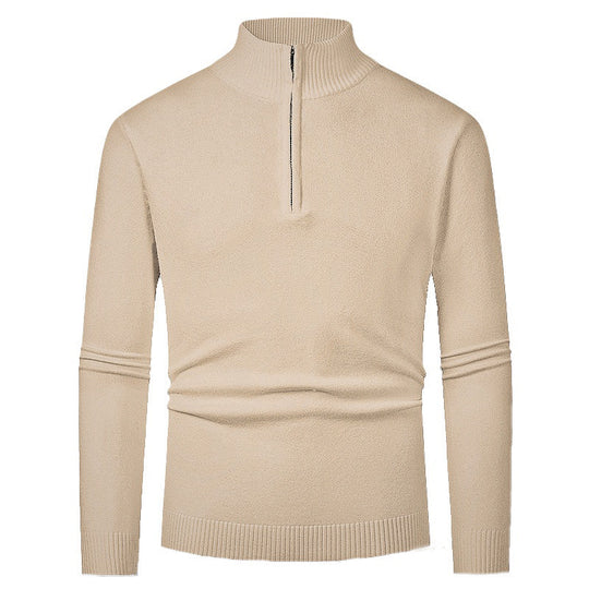 Herren Strickpullover mit hohem Kragen und halbem Reißverschluss EB