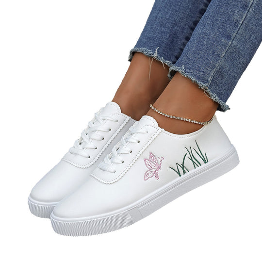 Damen Sneakers mit floralem Stickdesign und komfortabler Sohle EB