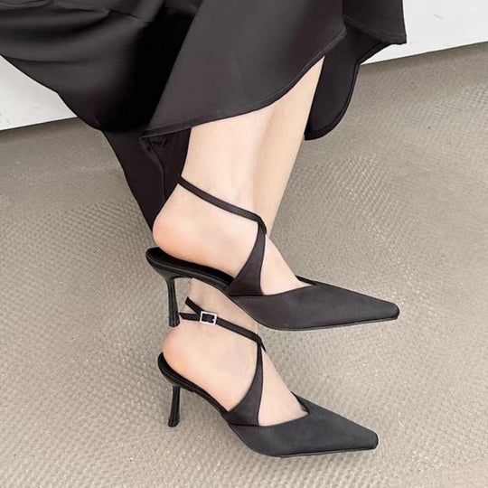 Damen Slingback High Heel Sandalen mit spitzem Design und verstellbarem Riemen EB