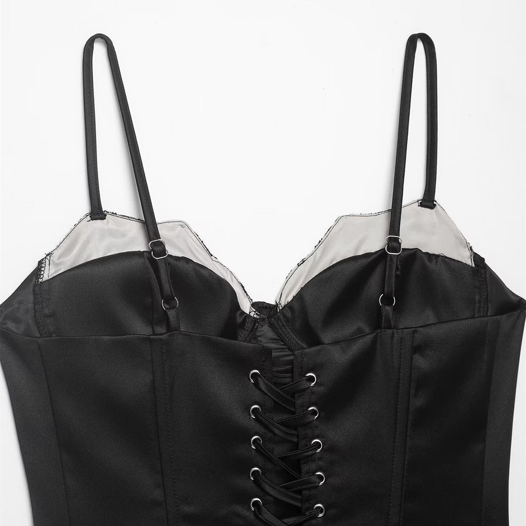 Damen Korsett Top mit zartem Spitzenbesatz und raffiniertem Schnitt EB