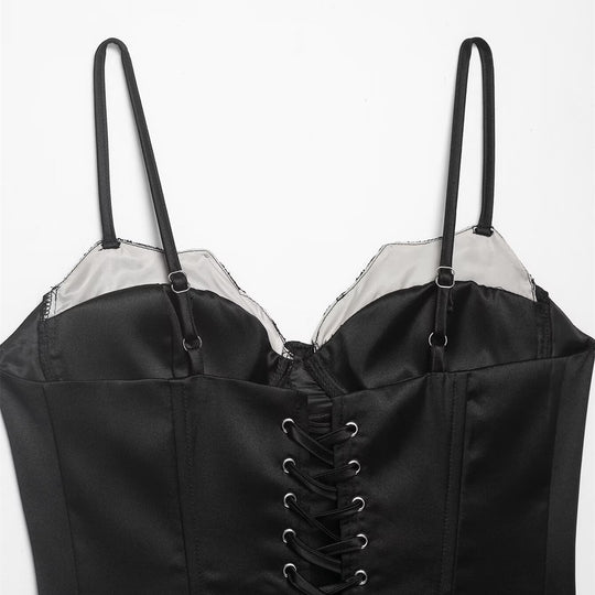 Damen Korsett Top mit zartem Spitzenbesatz und raffiniertem Schnitt EB