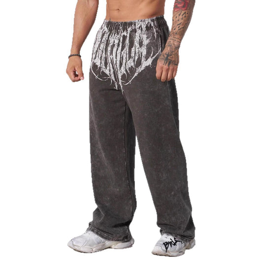 Herren nan weiche gewaschene Jogginghose mit weitem Schnitt und elastischem Bund EB