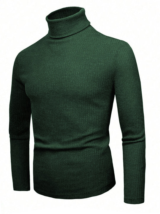 Damen eleganter Strickpullover mit hohem Kragen und feiner Rippenstruktur EB