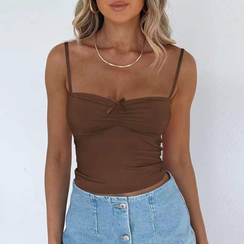 Damen Figurbetontes Spaghetti-Trägershirt mit süßer Raffung EB