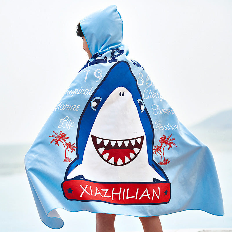Unisex Strandponcho mit Hai-Motiv EB