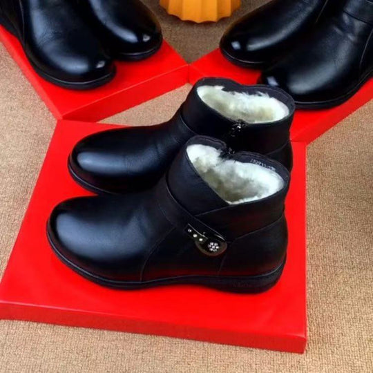 Damen Elegante Stiefeletten mit praktischem Reißverschluss und modischem Schnallen-Detail EB