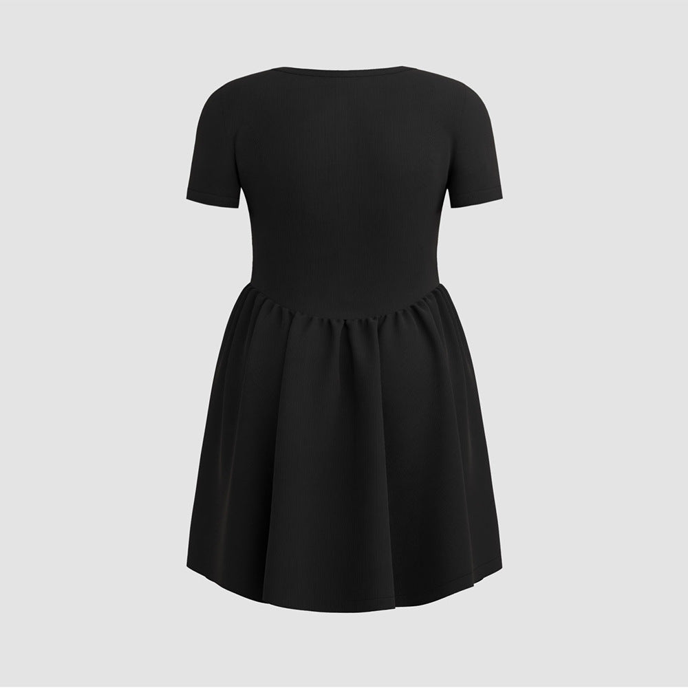 Damen elegantes A-Linien Kleid mit schwingendem Rock und modischem Schnitt EB