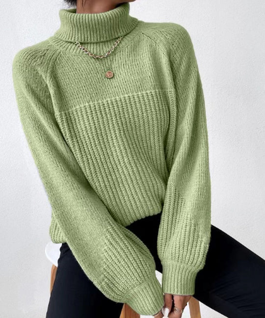 Damen Strickpullover mit hochgeschlossenem Kragen und strukturiertem Rippdesign EB